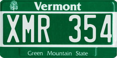 VT license plate XMR354