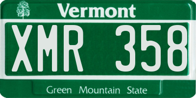 VT license plate XMR358