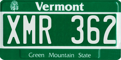 VT license plate XMR362
