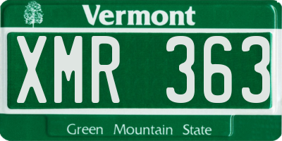 VT license plate XMR363