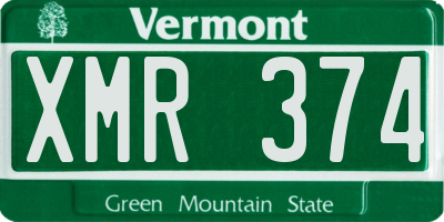 VT license plate XMR374