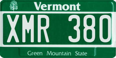 VT license plate XMR380