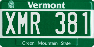 VT license plate XMR381