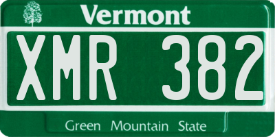 VT license plate XMR382