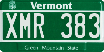 VT license plate XMR383