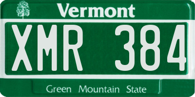 VT license plate XMR384