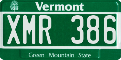 VT license plate XMR386