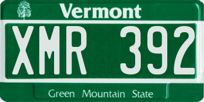 VT license plate XMR392