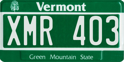 VT license plate XMR403