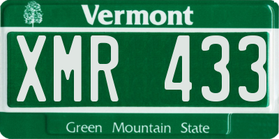 VT license plate XMR433