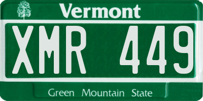 VT license plate XMR449