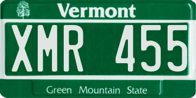 VT license plate XMR455