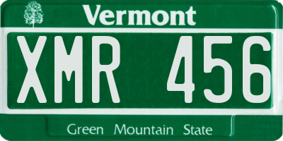 VT license plate XMR456