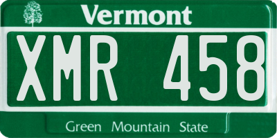 VT license plate XMR458