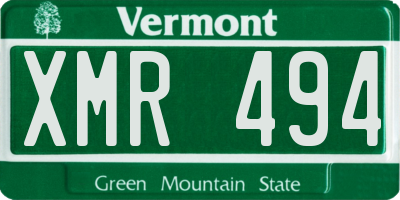 VT license plate XMR494