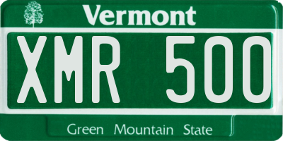 VT license plate XMR500