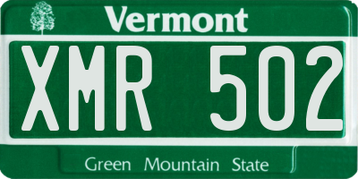 VT license plate XMR502