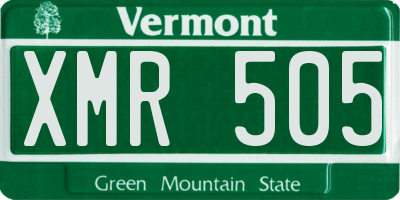 VT license plate XMR505