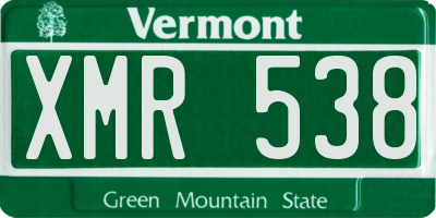 VT license plate XMR538