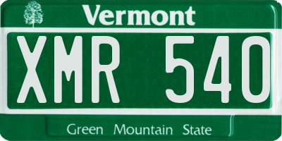 VT license plate XMR540