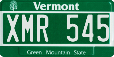 VT license plate XMR545
