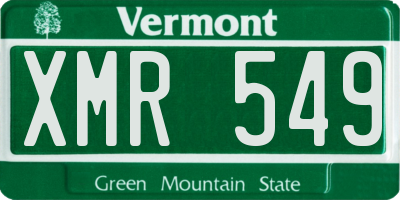 VT license plate XMR549