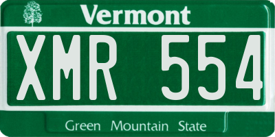 VT license plate XMR554