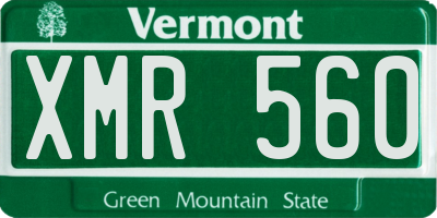 VT license plate XMR560