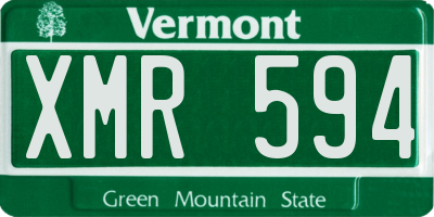 VT license plate XMR594