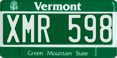 VT license plate XMR598
