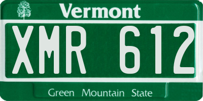 VT license plate XMR612