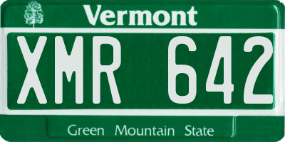 VT license plate XMR642