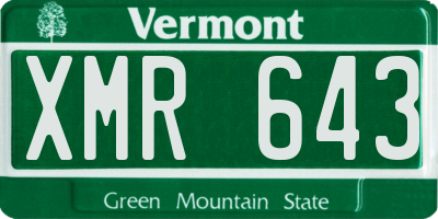 VT license plate XMR643