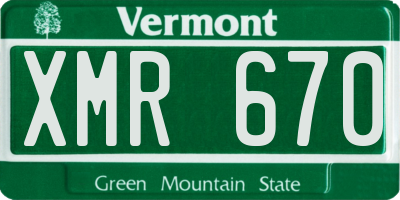 VT license plate XMR670