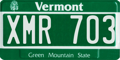 VT license plate XMR703