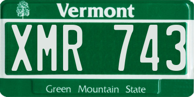 VT license plate XMR743