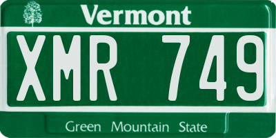 VT license plate XMR749