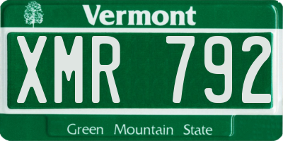 VT license plate XMR792