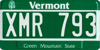 VT license plate XMR793