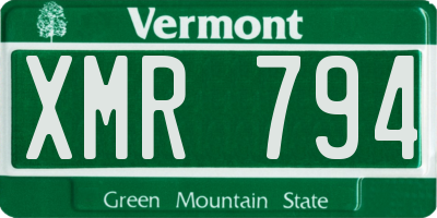 VT license plate XMR794
