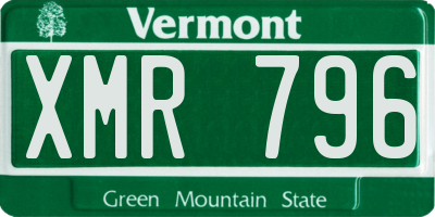 VT license plate XMR796