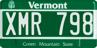 VT license plate XMR798