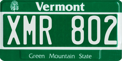 VT license plate XMR802