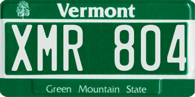 VT license plate XMR804