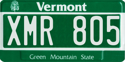 VT license plate XMR805