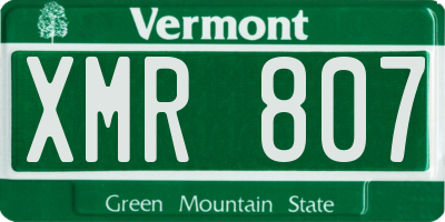 VT license plate XMR807