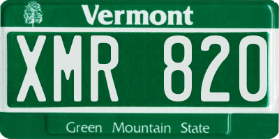 VT license plate XMR820