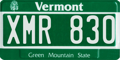 VT license plate XMR830