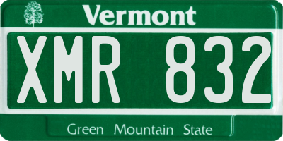 VT license plate XMR832