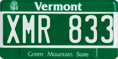 VT license plate XMR833